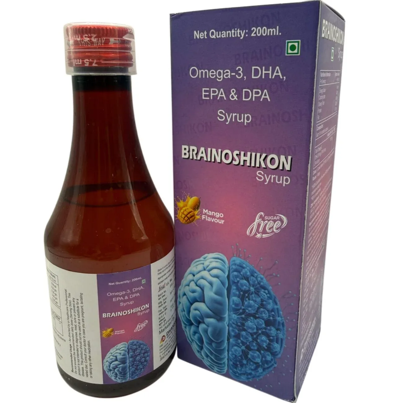 Brainoshikon Syrup bottle with carton Omega 3 nutritional supplement
