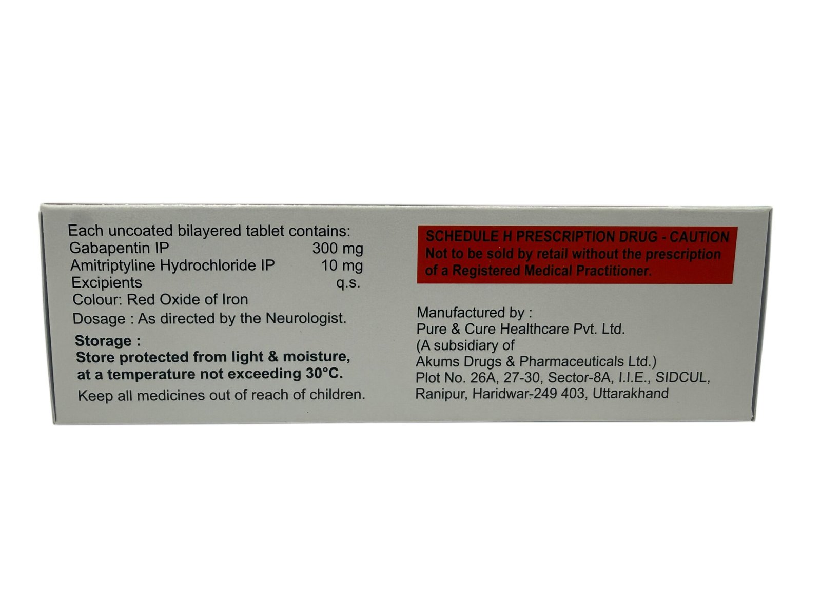 Gabashik AT Tablets side panel composition and manufacturing details