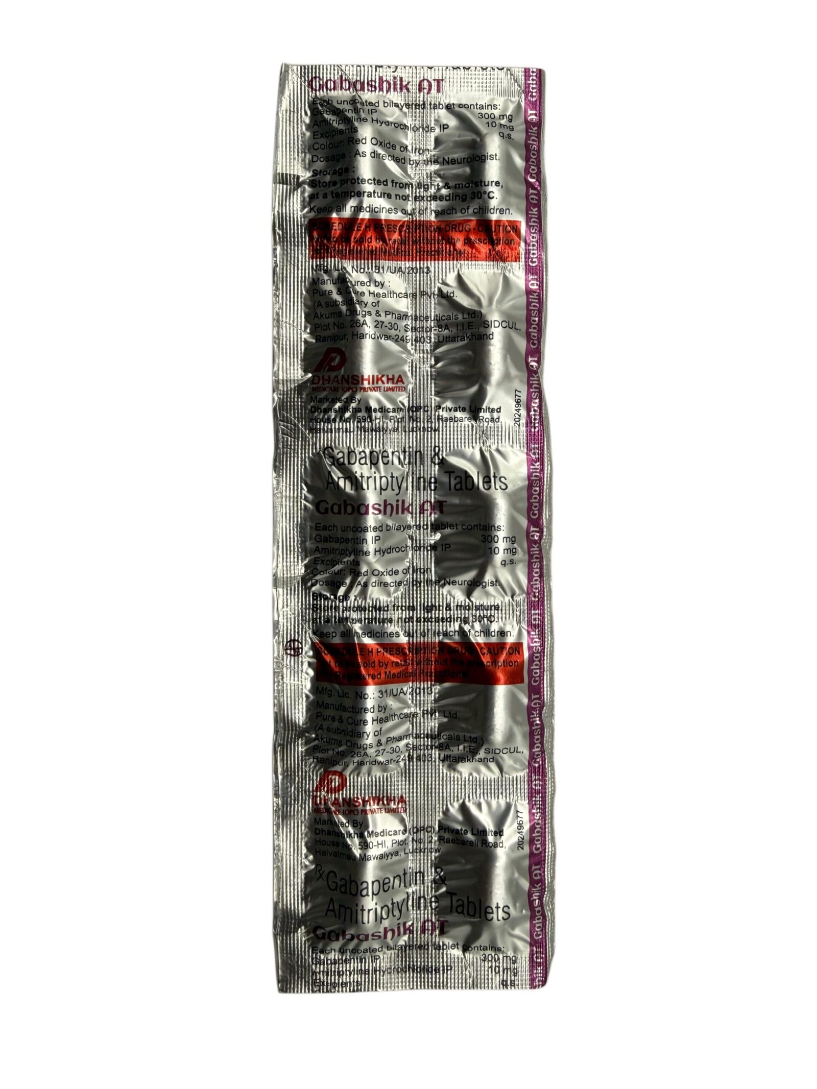 Gabashik AT Tablets strip Gabapentin Amitriptyline tablets