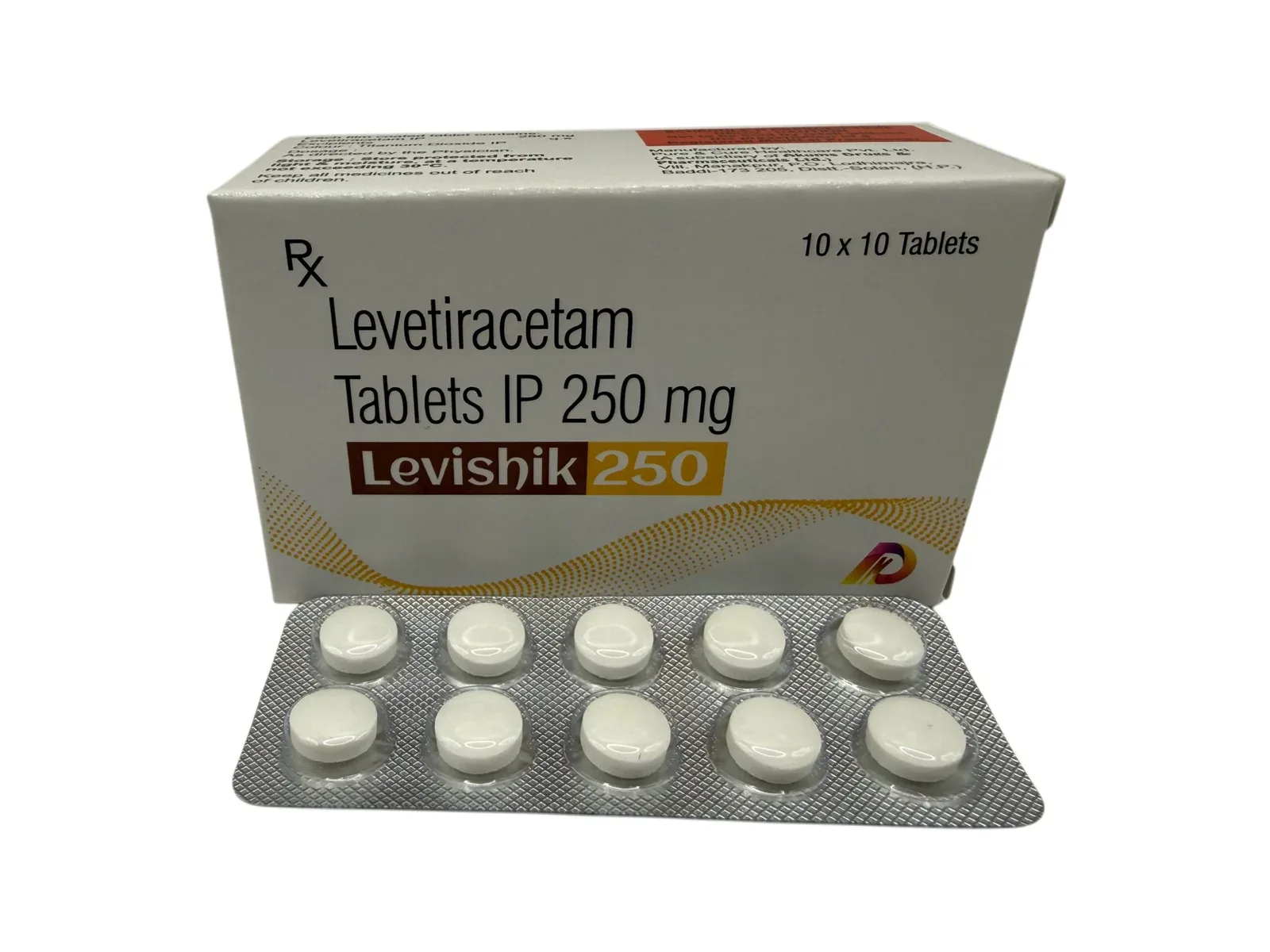 Levishik 250 carton with strip Levetiracetam 250mg tablets