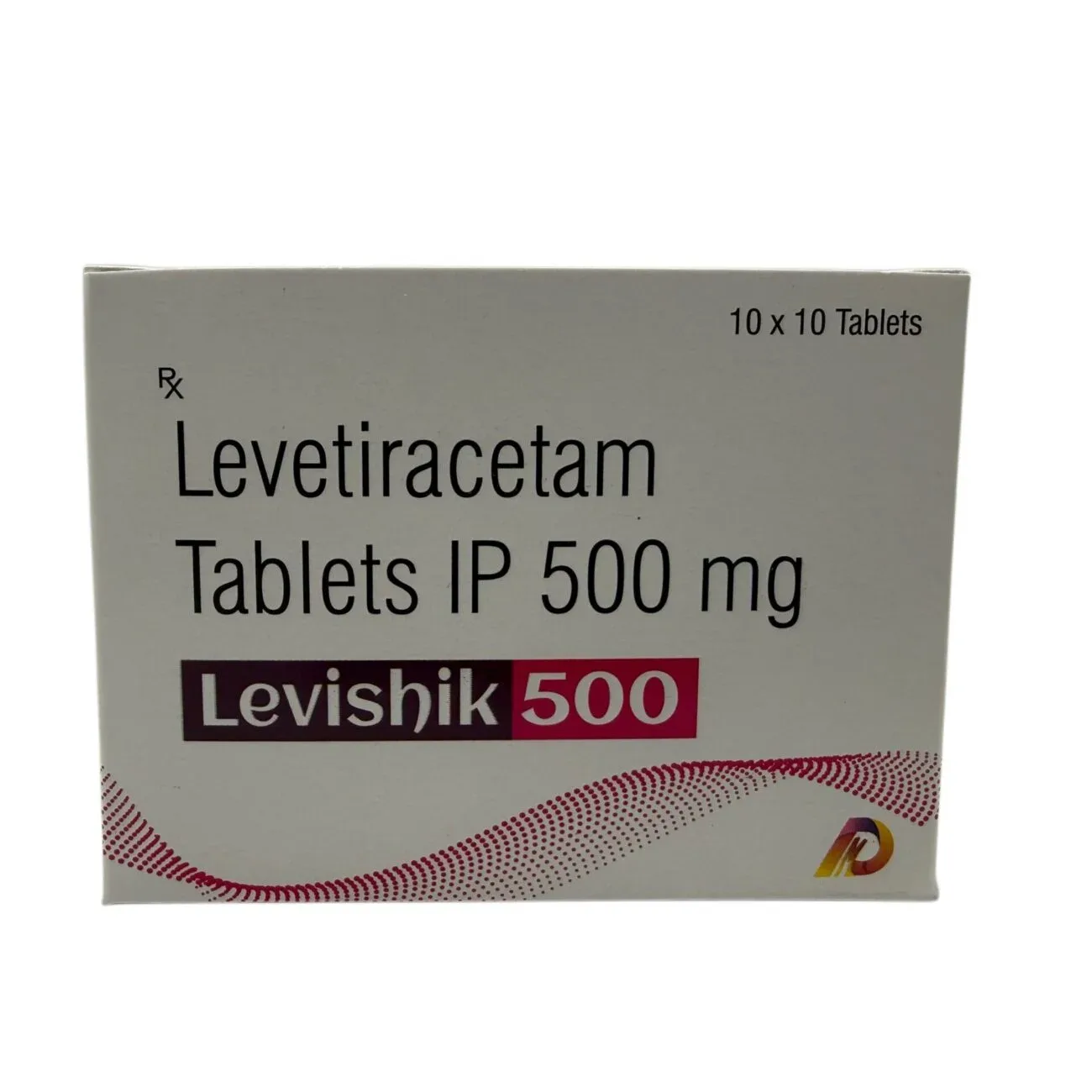 Levishik 500 Levetiracetam 500mg tablets carton by Dhanshikha Medicare