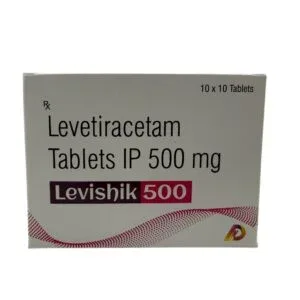 Levishik 500 Levetiracetam 500mg tablets carton by Dhanshikha Medicare